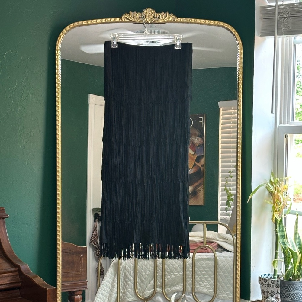 Elegant Black Fringe Skirt